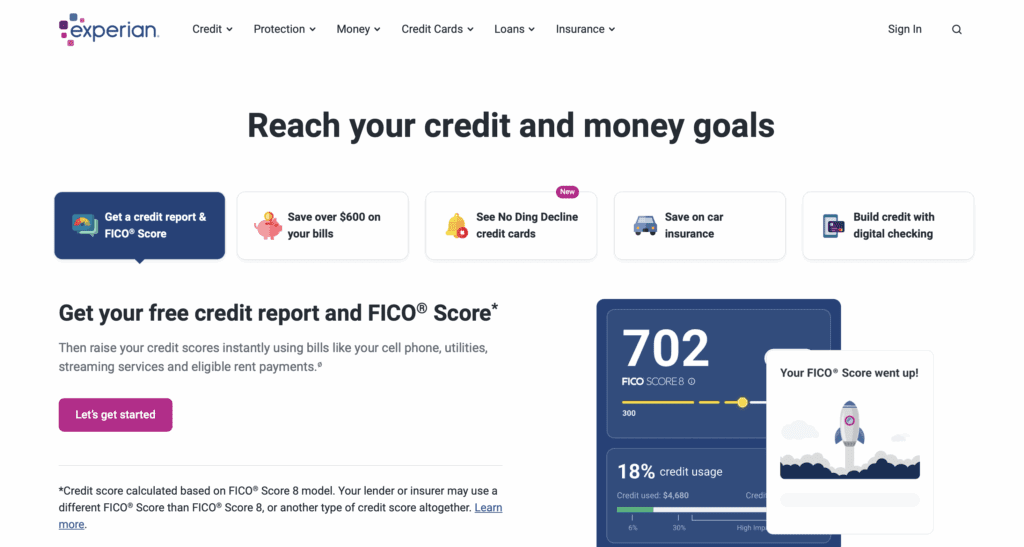 Experian website. 
