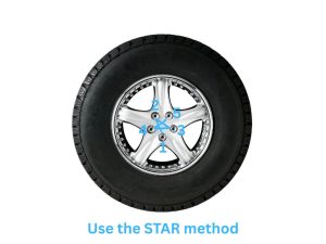 STAR method for tightening the lug nuts. 