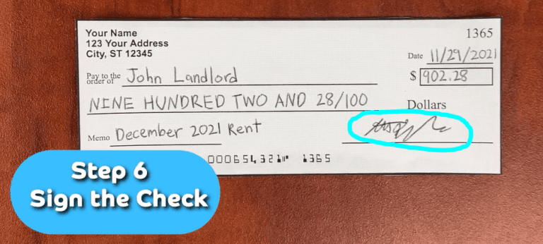 Sign the check. 