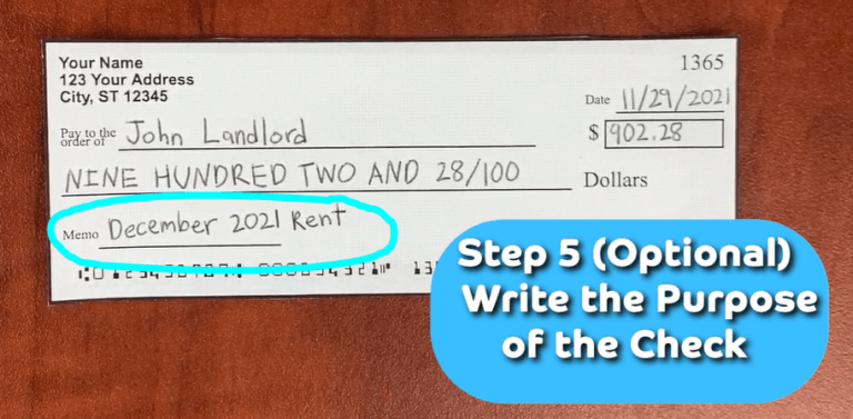 Write the memo on check. 